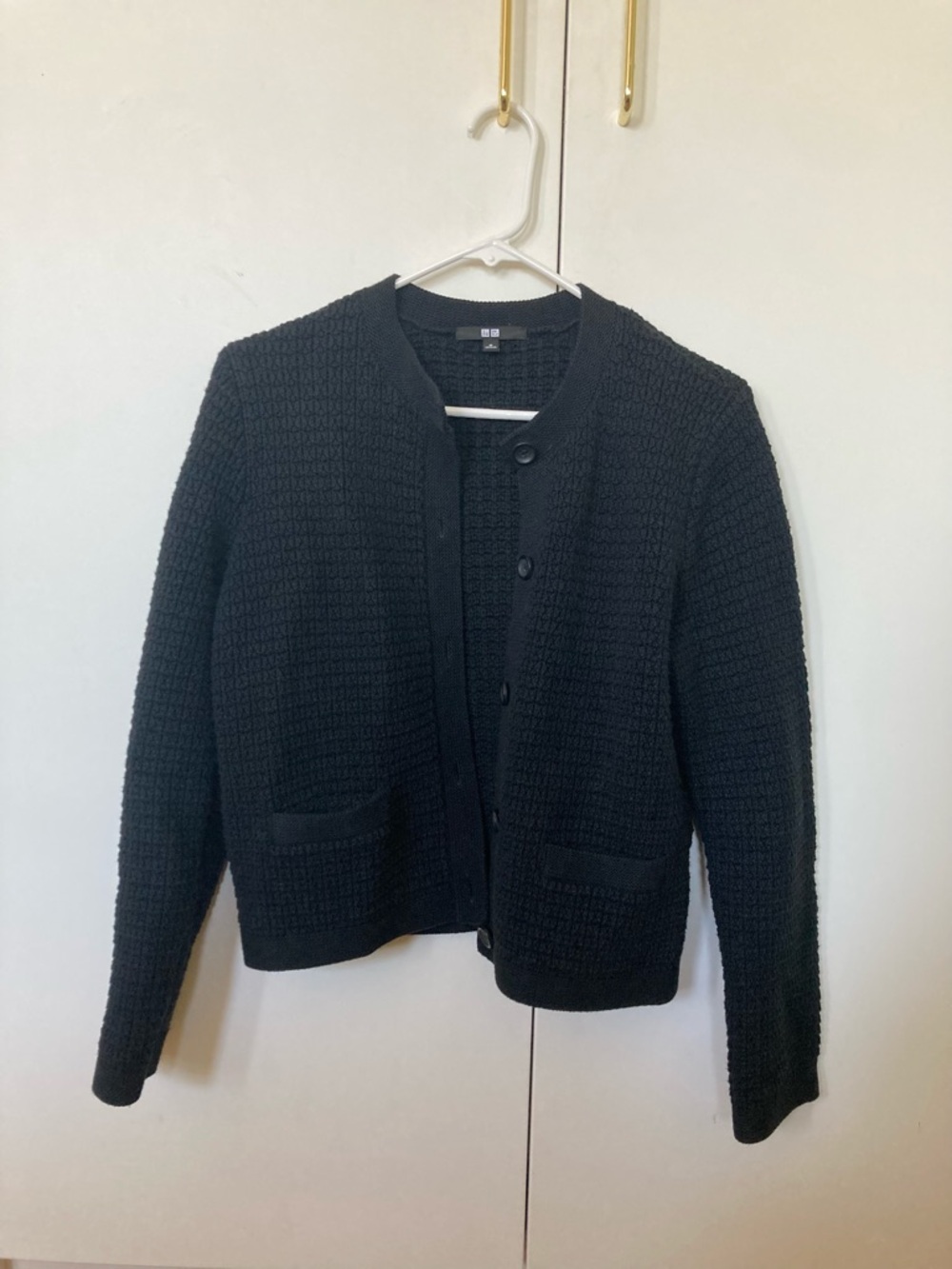 Uniqlo Black Textured Knit Cardigan